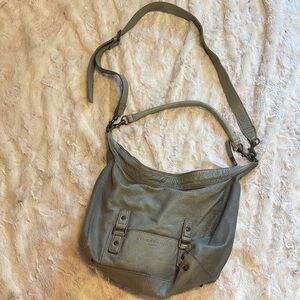 Y2K Liebeskind Olive Green/Blue/Gray Pebbled Leather Shoulder Bag
